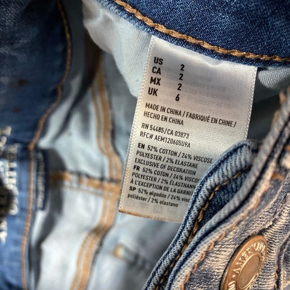 American Eagle Jean Shorts Womens 2 Denim Stretch Shortie Midi Lot of 2 - Picture 4 of 8